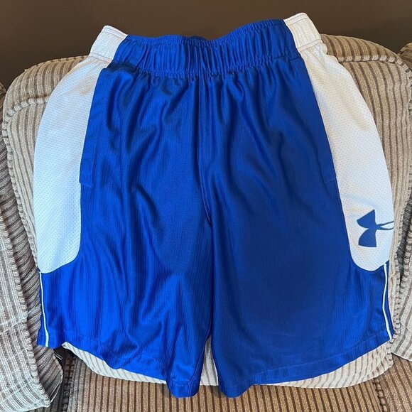 Under Armour Loose Blue & White Heatgear Shorts, Size Small - Picture 1 of 7